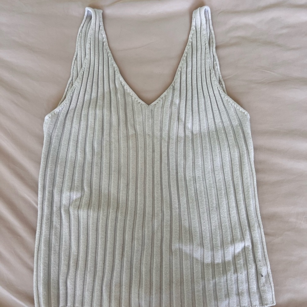 Knit Stretchy Top Beige White